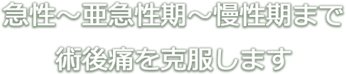 急性～亜急性期～慢性期まで術後痛を克服します